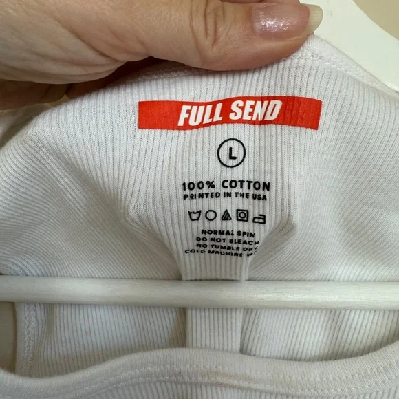Happy Dad X Full Send Tank White Cotton USA Crop Women’s Large - Picture 4 of 5